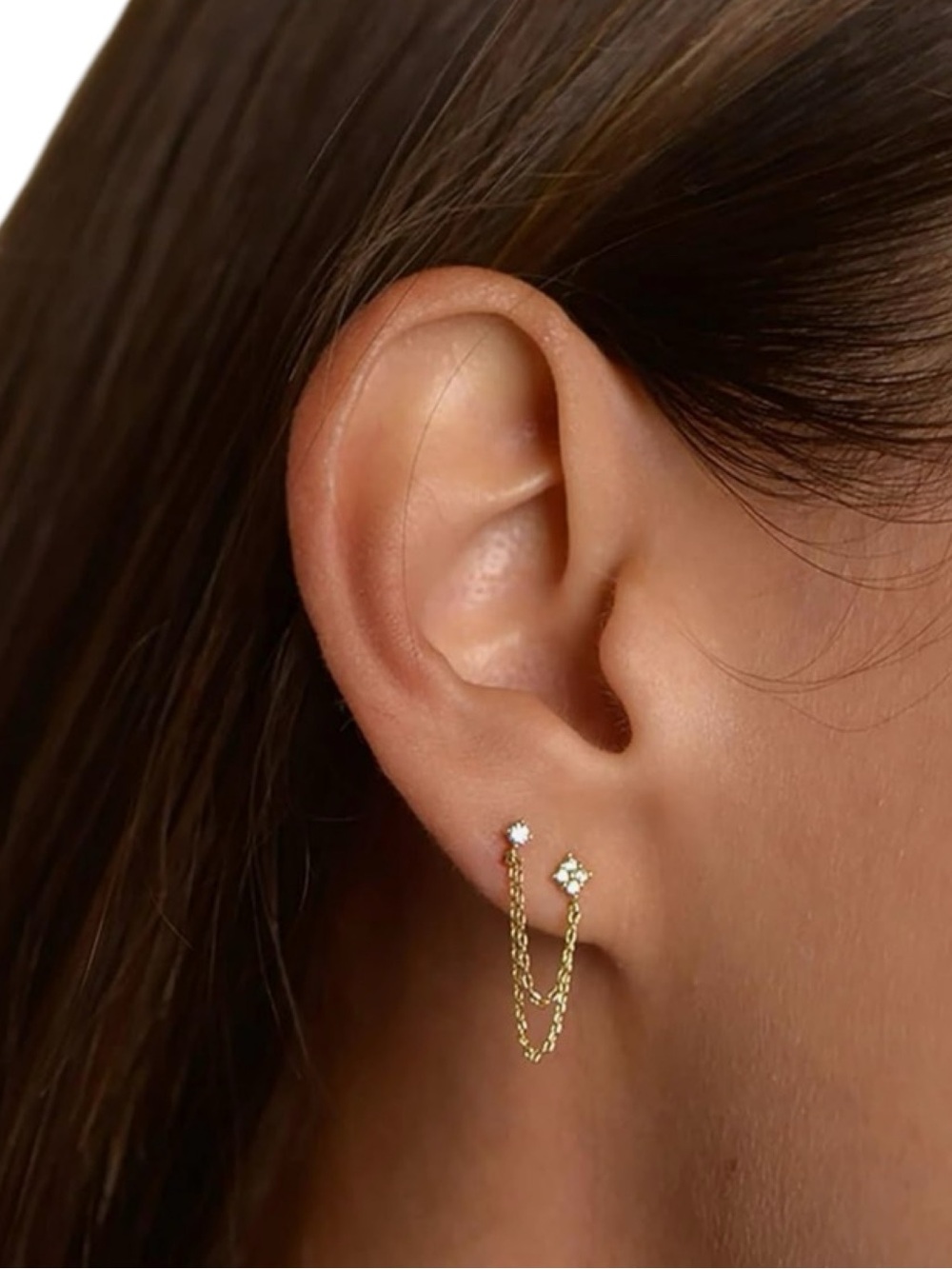Thottie Threads Gold Double Earring Chain